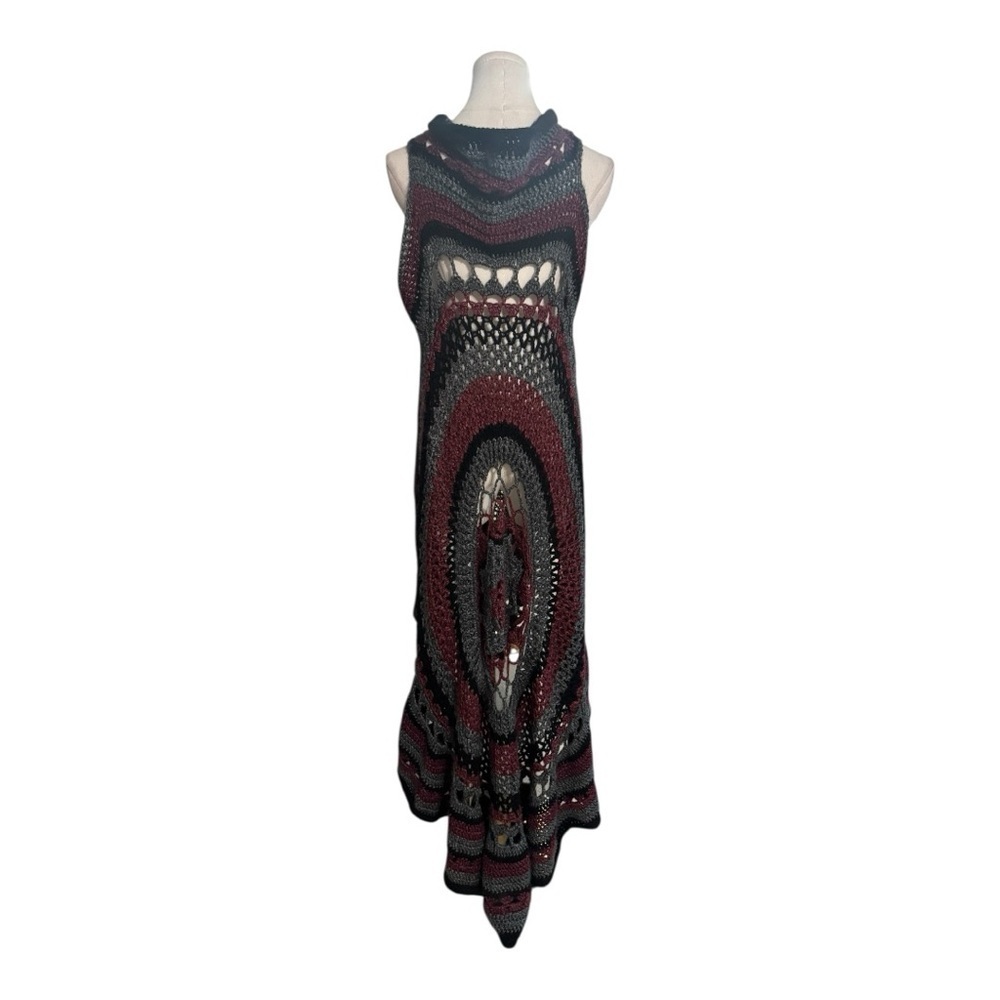 Crochet Mandala Vest Afghan Blanket Boho Festival‎ Hippie Concert Long Top Open